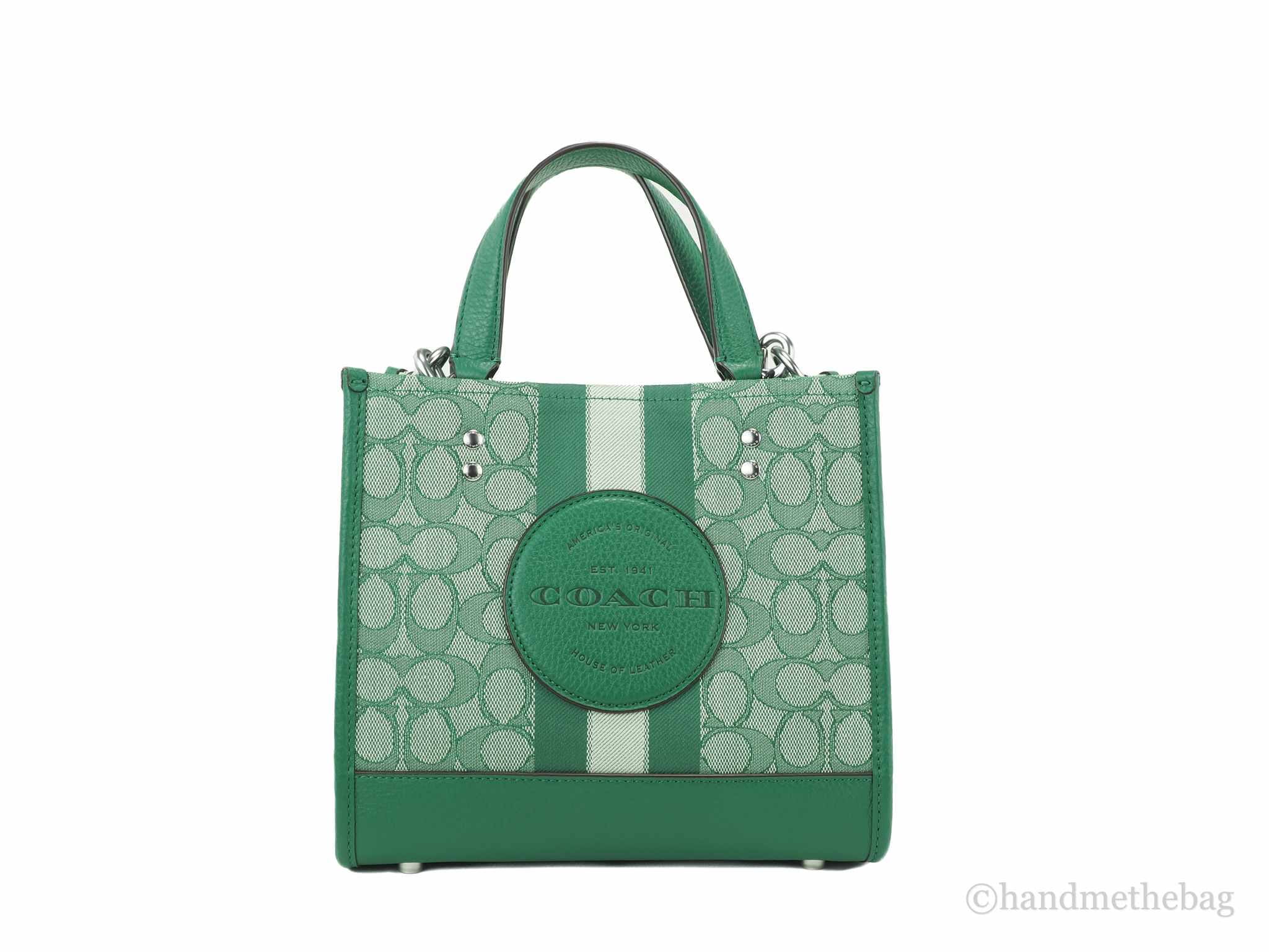Coach (C8417) Dempsey Small Green Jacquard Canvas Logo Patch Tote 22 ...