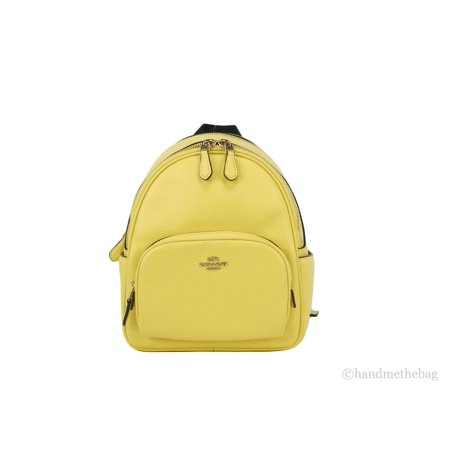 Coach Mini Court Women's Pebbled Leather Shoulder Backpack Bag, Retro Yellow