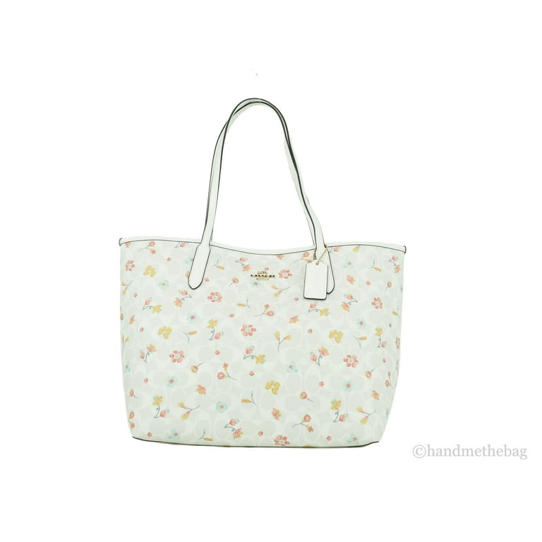 Coach C8614 Signature Coated Canvas Chalk Mystical Floral Print City Tote Bag Walmart