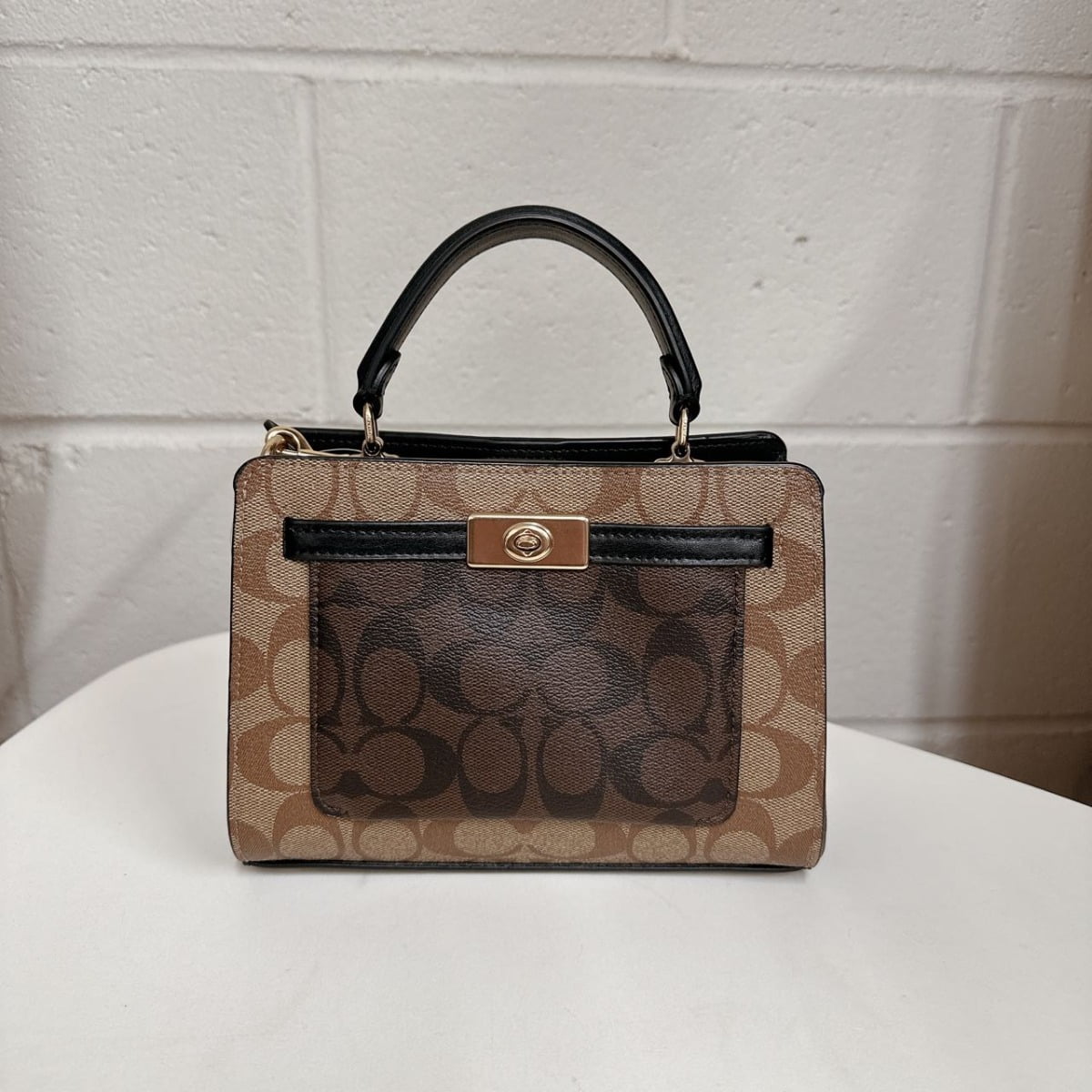 Coach C8688 Mini Lane Top Handle In Blocked Signature Canvas