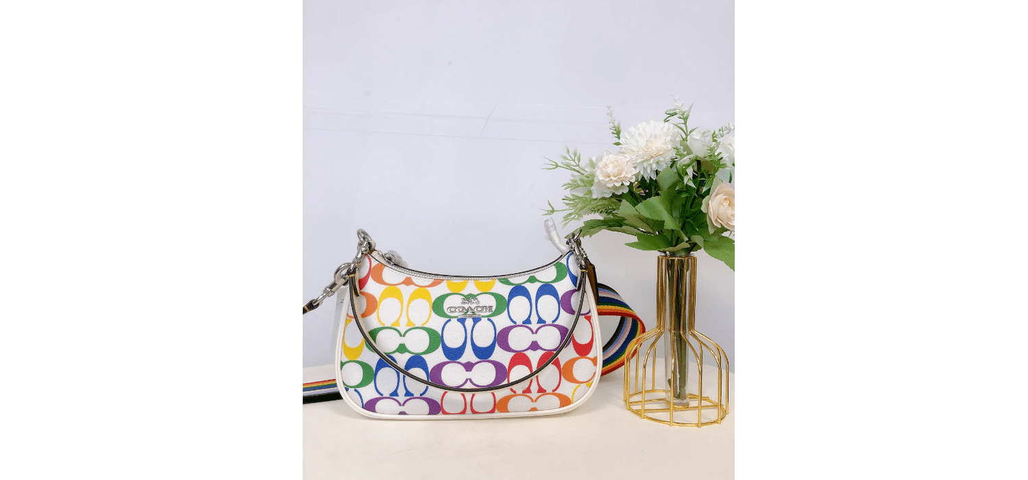 Coach CA176 Teri Shoulder Bag In Rainbow Signature Canvas IN Chalk