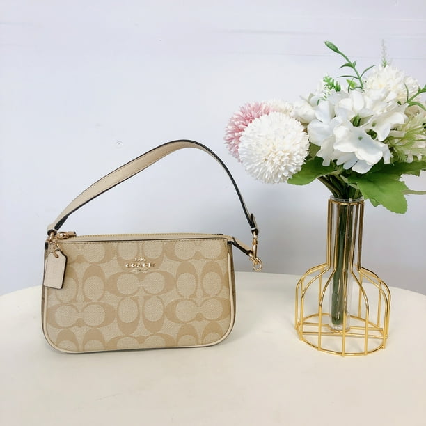 Coach CA444 Nolita 19 Blocked Signature Canvas in Light Khaki