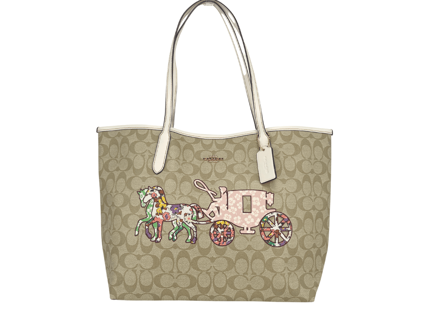 Coach Women's City Tote, Signature Canvas - Khaki Pale Lime Green