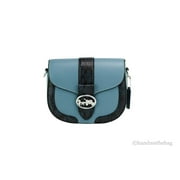 Coach CD323 Snake Embossed Pebbled Leather Georgie Saddle Bag Crossbody Handbag Indigo Multi