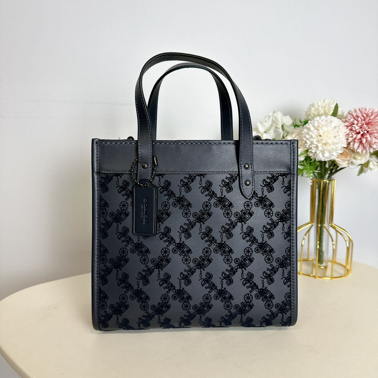 Coach CD750 Field Tote 22 With Horse And Carriage IN MIDNIGHT NAVY