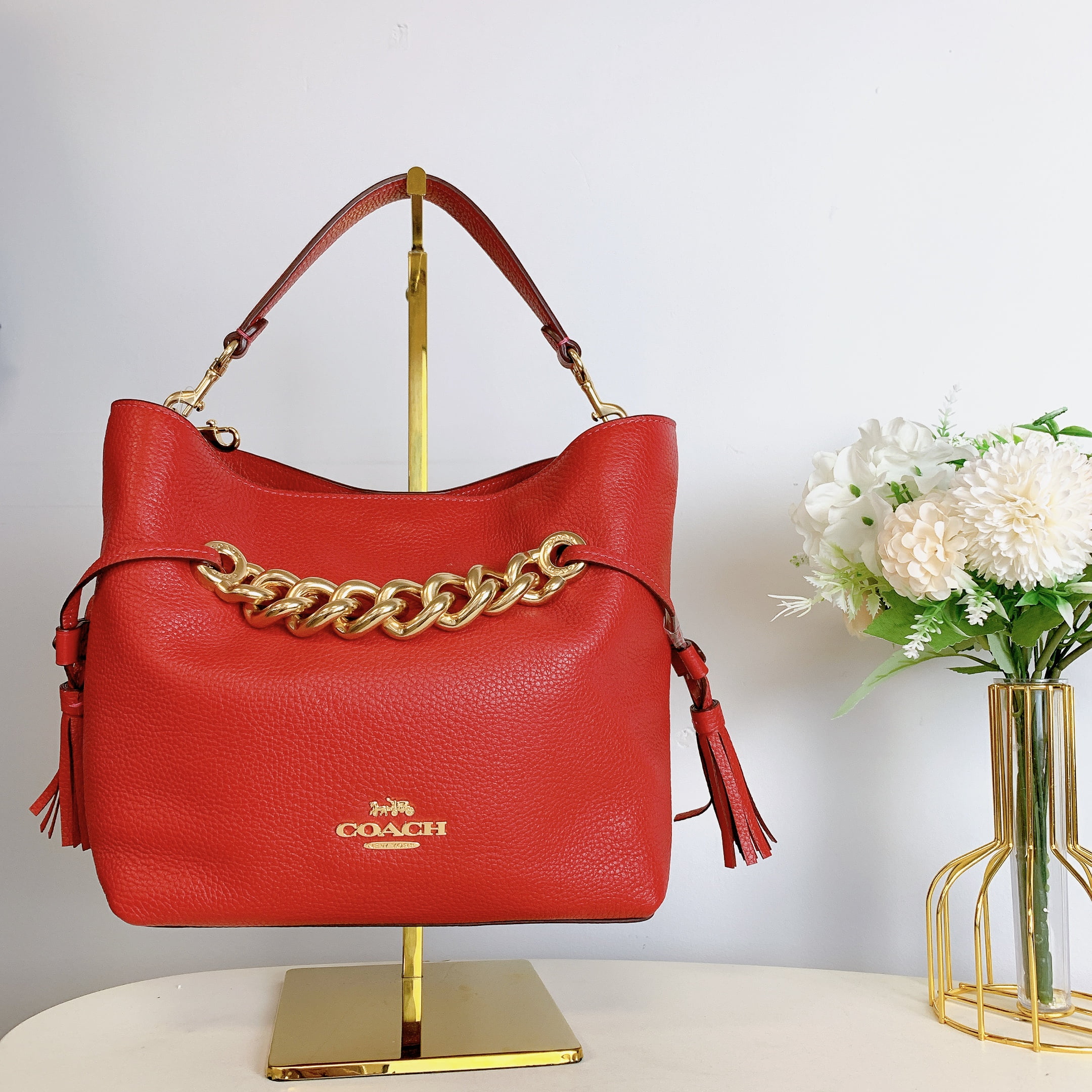 Coach CE555 Andy Crossbody In Gold/Red Apple