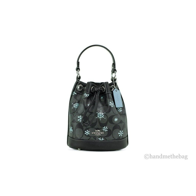 Coach (CE587) Dempsey 15 Small Snowflake Print Black Coated Canvas Bucket  Bag 