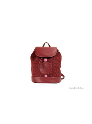 Coach (CE543) Track Colorblock Khaki Canvas Red Leather Logo Stamp Backpack  Bag 