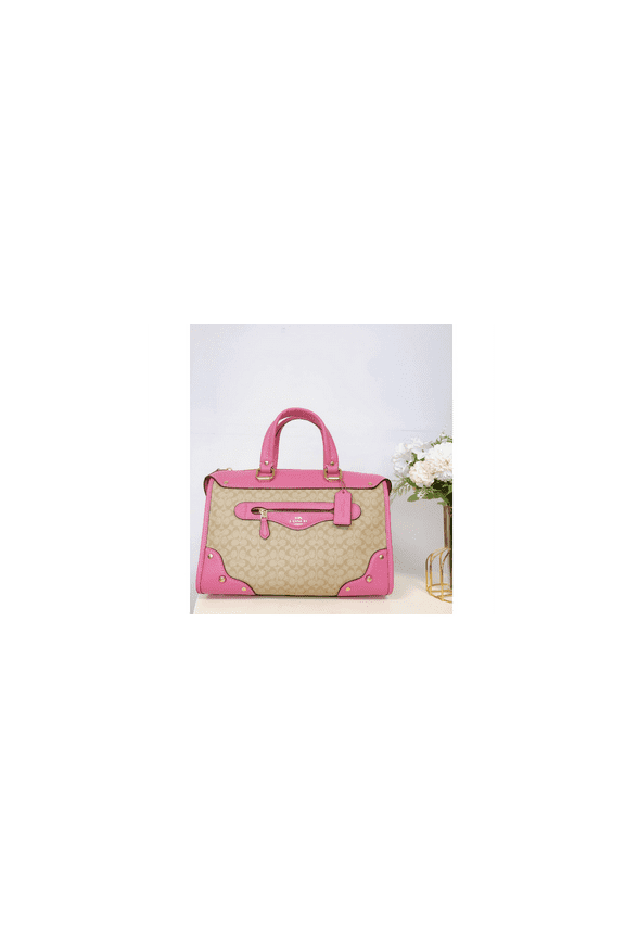 CE637 Millie Satchel In Colorblock Signature Canvas IN LIGHT KHAKI PETUNIA