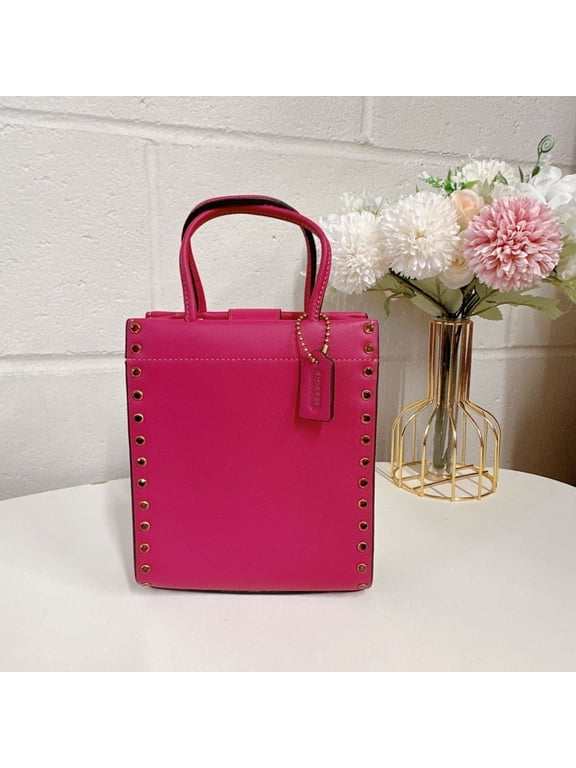 CE729 Mini Cashin Tote With Crystal Rivets IN Mei red
