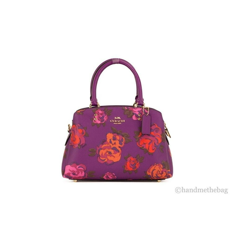 Coach CF327 Mini Lillie Magenta Jumbo Floral Leather Carryall