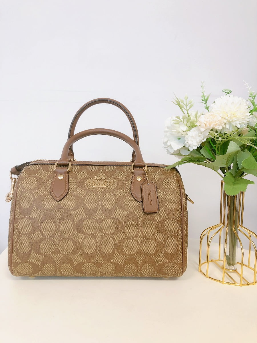 Coach CH280 Rowan Satchel In Signature Canvas IN Khaki Saddle 2