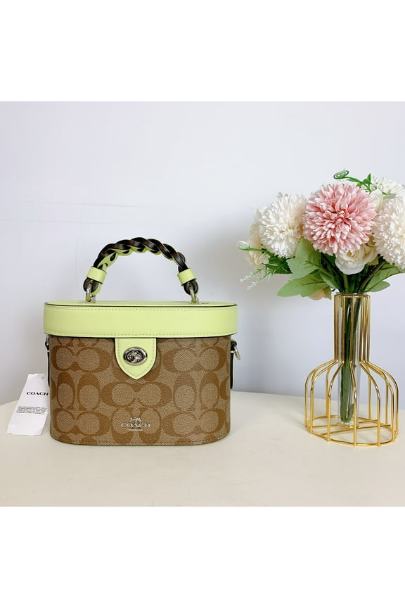 CJ613 Kay Crossbody In Signature Canvas IN Khaki Pale Lime
