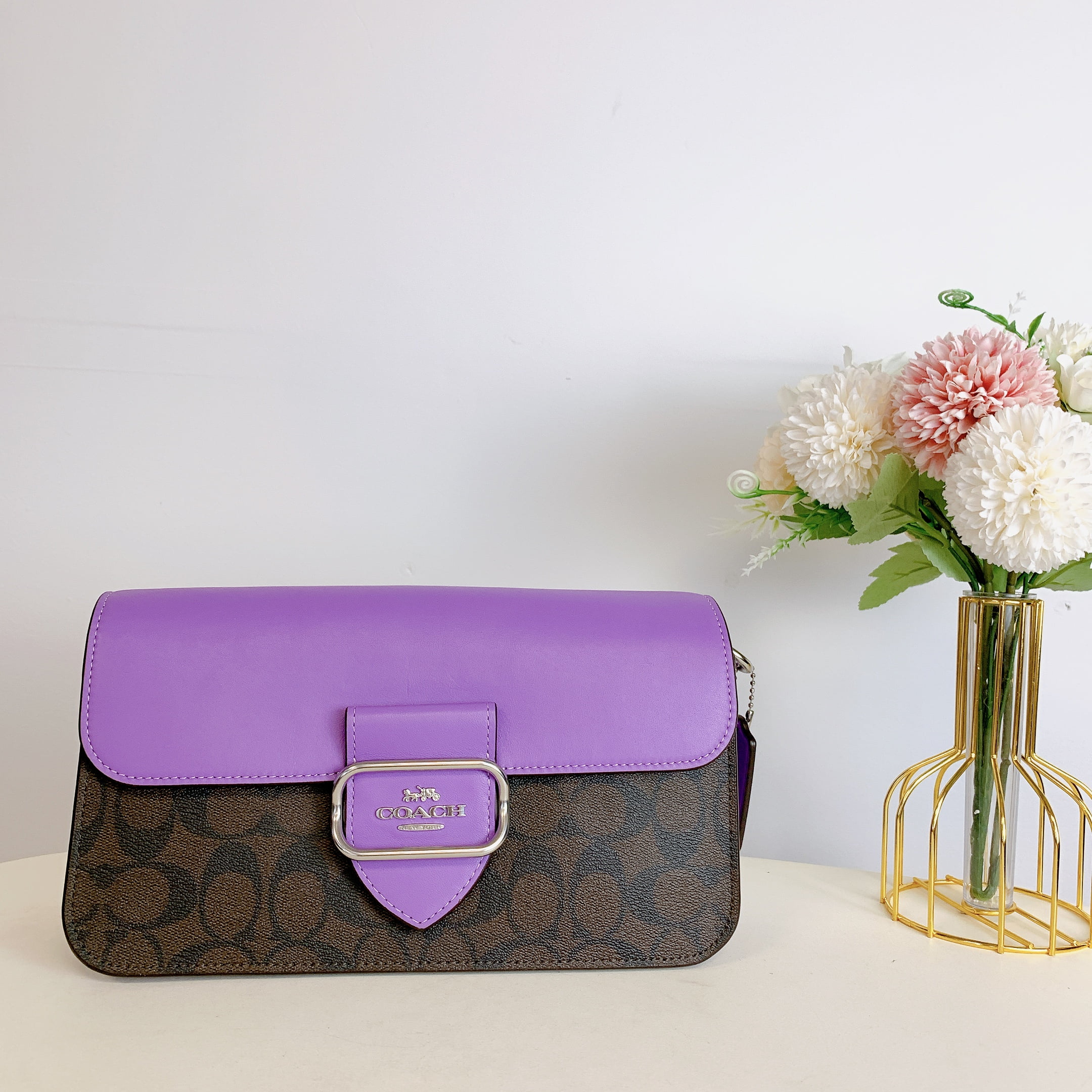Elegant Purple Coach Carriage Tote - Limited Edition