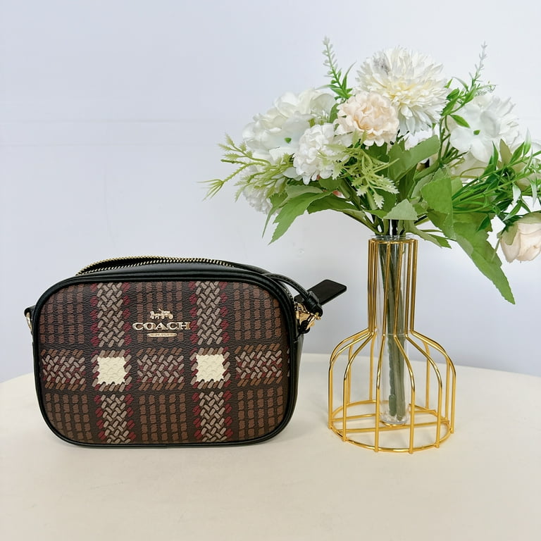 Coach CN758 Mini Jamie Camera Bag With Plaid Print IN BROWN MULTI