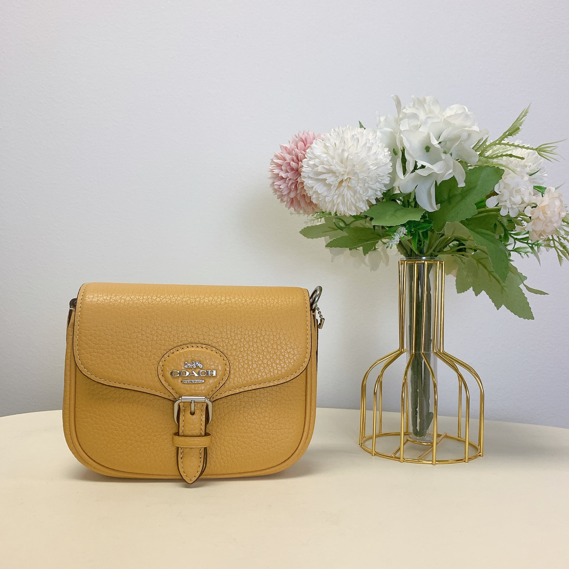 Coach Women s Amelia Pebbled Leather Mini Saddle Bag Crossbody Bright Green Walmart