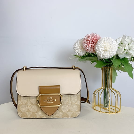 Coach CR329 Morgan Square Crossbody Bag In Blocked Signature Canvas IN Khaki Multi
