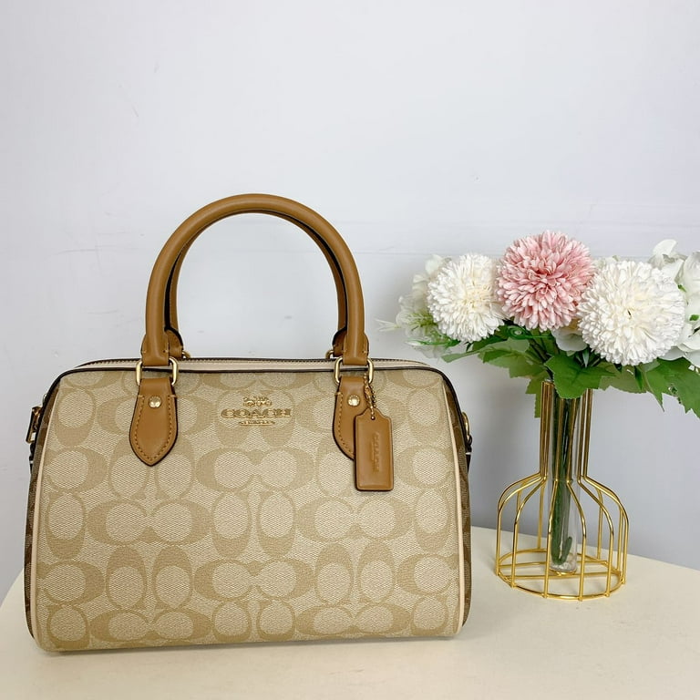 Coach CS185 Rowan Satchel Bag In Blocked Signature Canvas IN Light