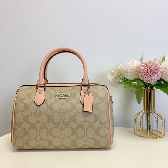 Coach CS188 Rowan Satchel Bag In Signature Canvas IN Light Khaki Faded Blush