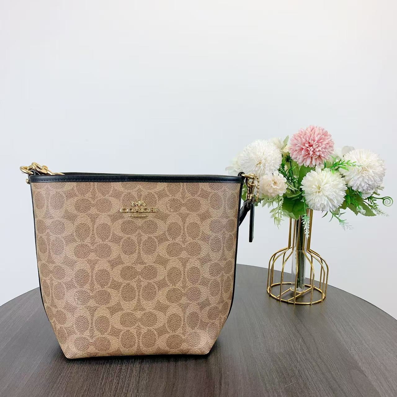 Coach CT800 City Bucket Bag In Signature Canvas IN Tan Black Walmart