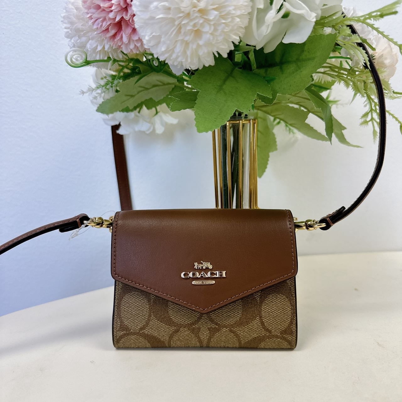 Coach CU172 Mini Envelope Wallet With Strap In Signature Canvas IN 
