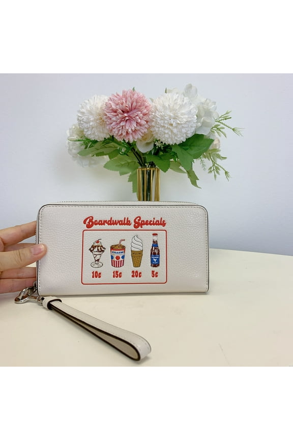 CU382 Long Zip Around Wallet With Boardwalk Graphic IN Chalk