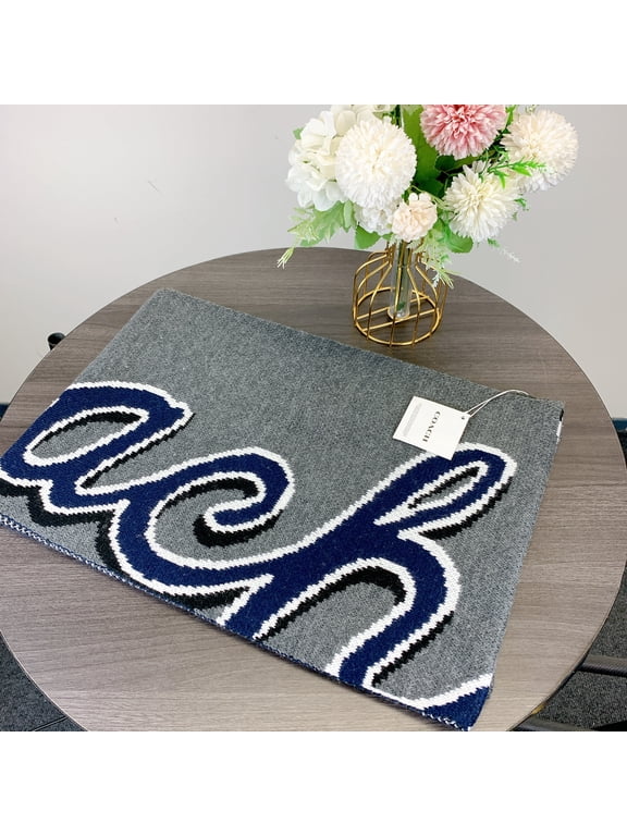 CY038 Coach Script Print Knit Muffler IN Navy