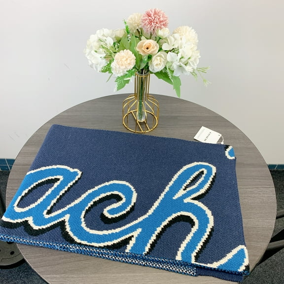 Coach CY038 Coach Script Print Knit Muffler IN Navy