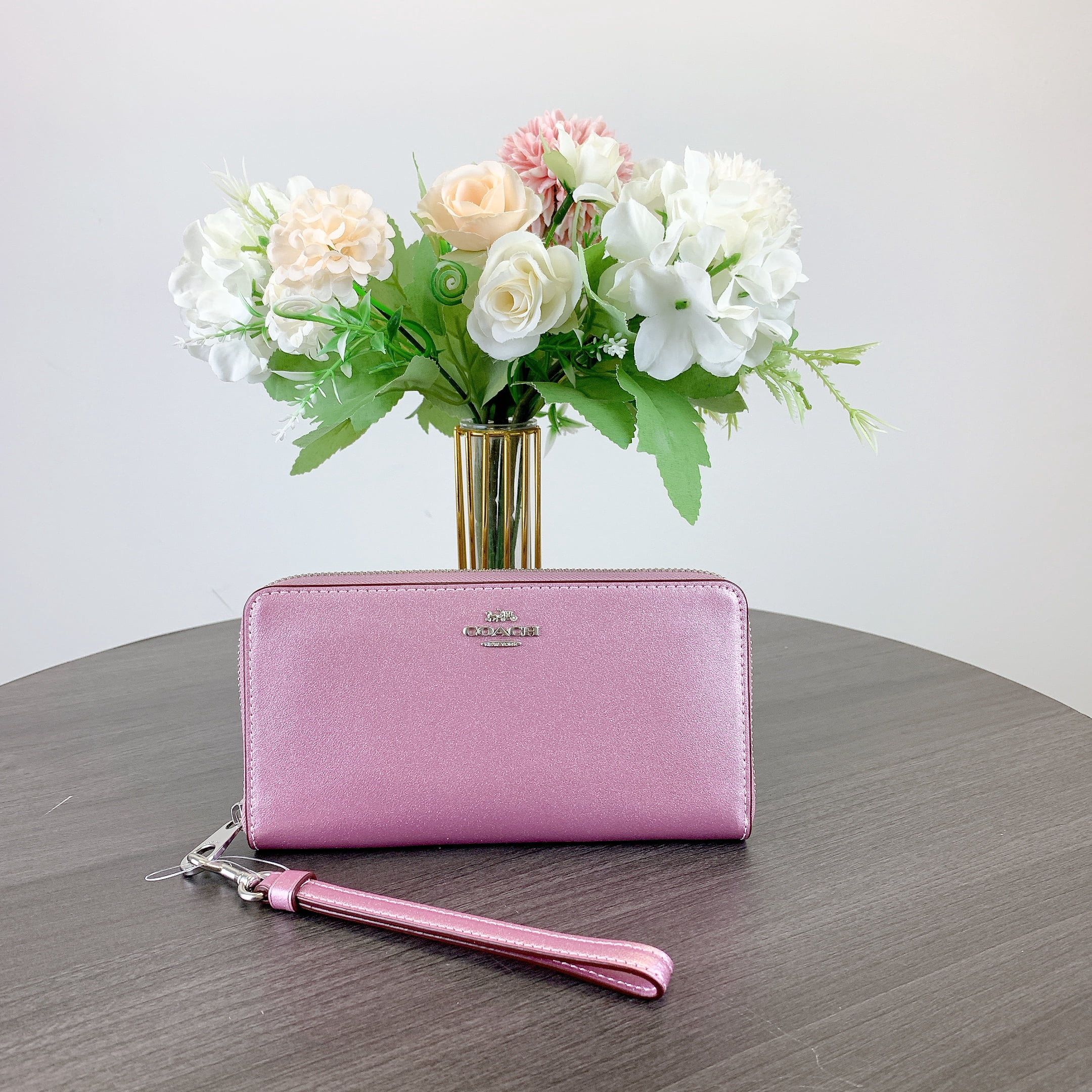 Coach CY238 Coach Long Zip Around Wallet with Strap IN METALLIC