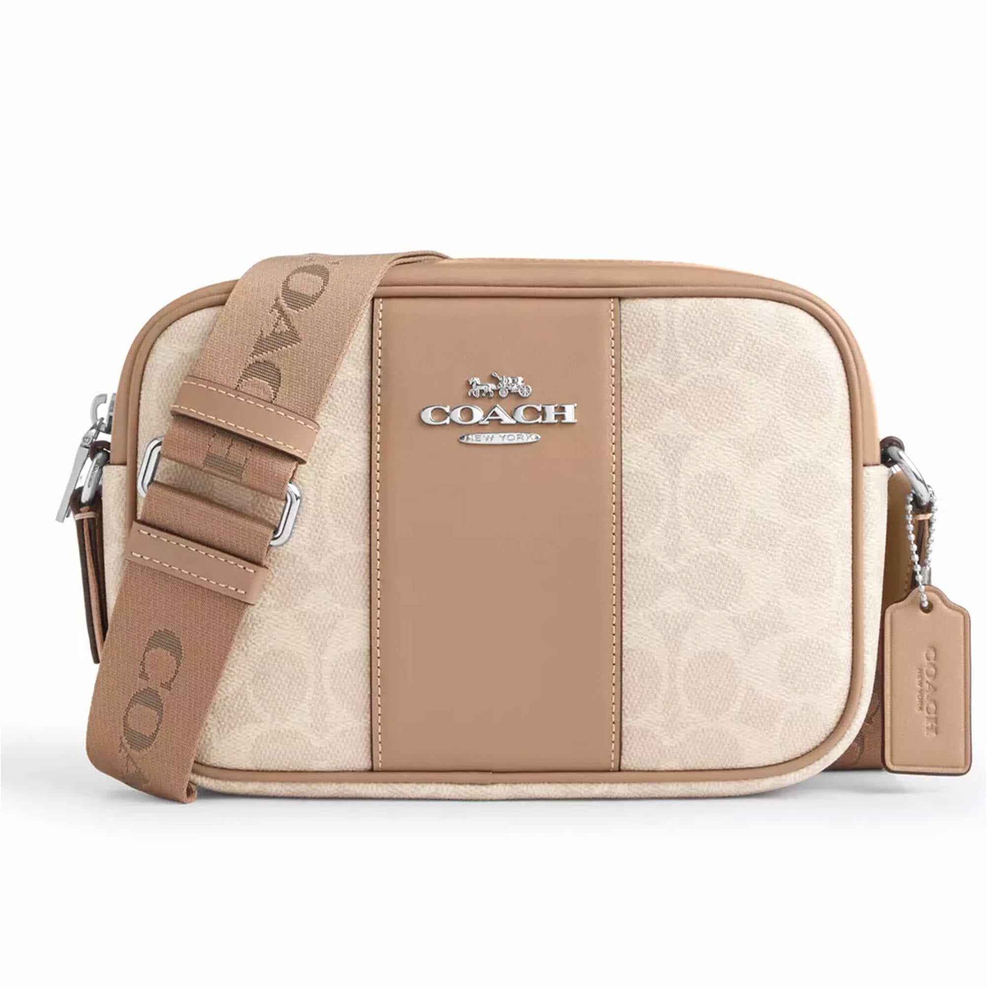 Coach CZ186-SVPWH Women's Jamie Sand and Taupe Canvas Camera Bag