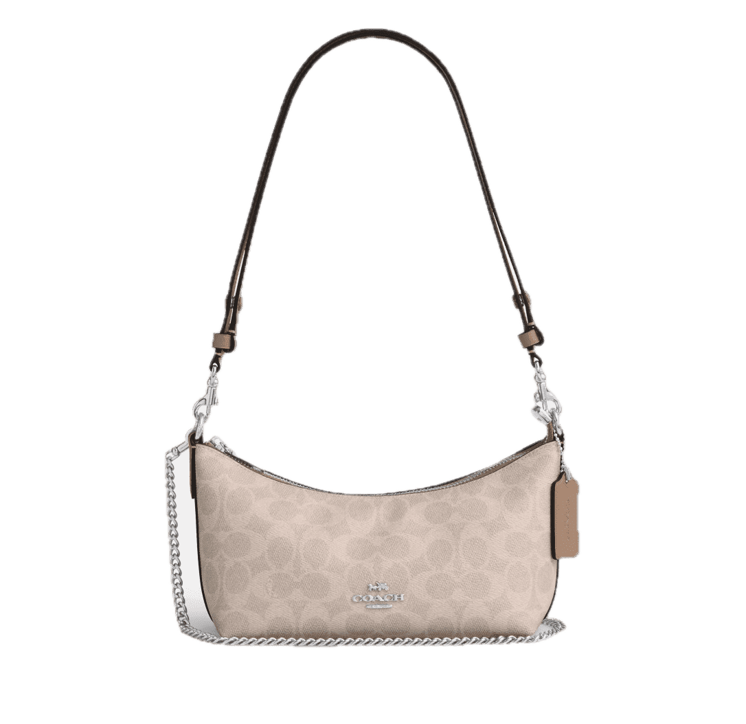 Coach, Women's Caitlin Shoulder Bag, Signature Canvas, Brown