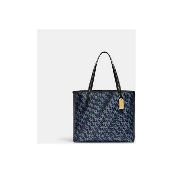 Coach City Tote With Signature Monogram Print Black/Gold