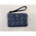 thumbnail image 1 of Coach Coated Canvas  Corner Zip Wristlet in Horse & Carriage Print Blue, 1 of 1