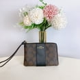thumbnail image 1 of Coach F58035 Corner Zip Wristlet in Signature Coated Canvas Brown Black, 1 of 4