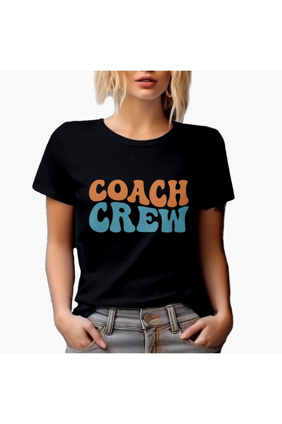 Coach Crew, Coaching Themed, Groovy Retro Wavy Text Merch Gift, Black T-Shirt, 3XL