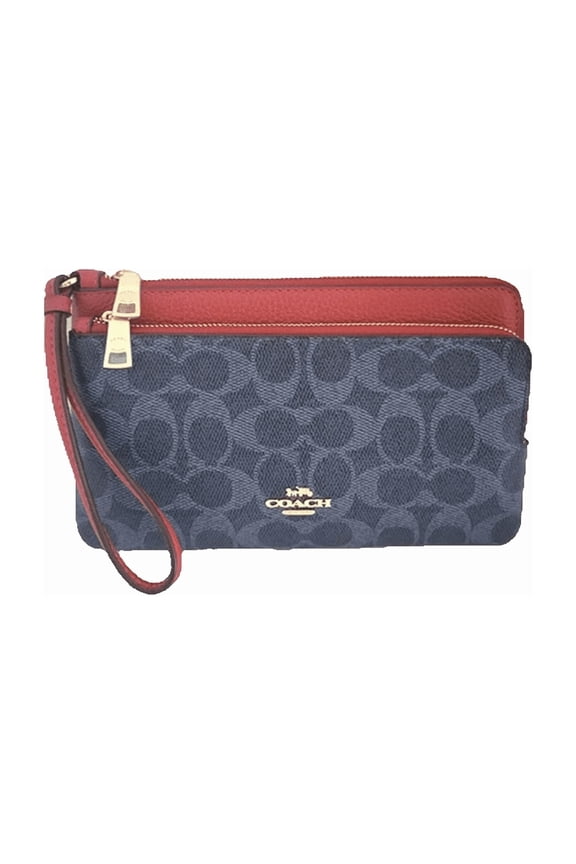 Double Zip Wallet Wristlet In Signature Canvas