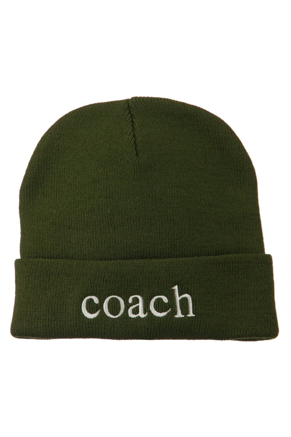 Coach Embroidered Long Beanie - Olive OSFM