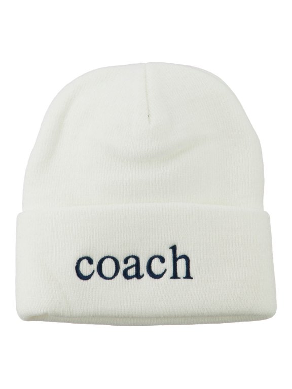 Coach Embroidered Long Beanie - White OSFM