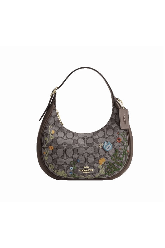 Emily Shoulder Bag In Signature Jacquard With Floral Embroidery