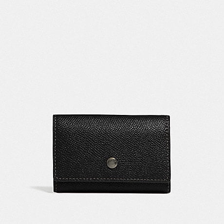 Coach F73992 Five Ring Key Case Black Crossgrain Leather Wallet