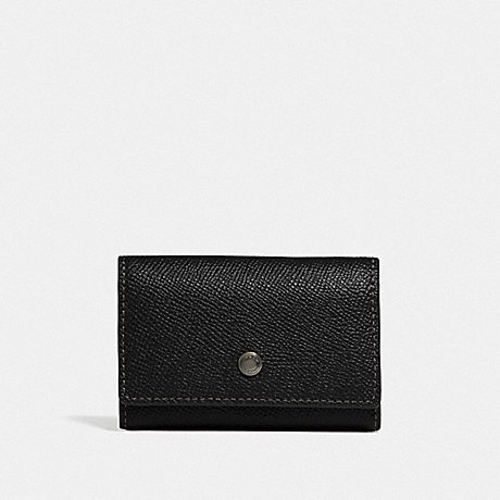 Coach F73992 Five Ring Key Case Black Crossgrain Leather Wallet