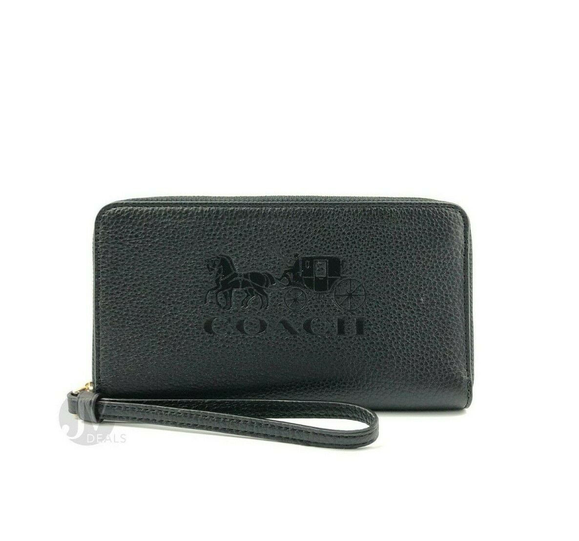 Coach (F75908) Pebbled Leather Large Phone Wristlet Wallet