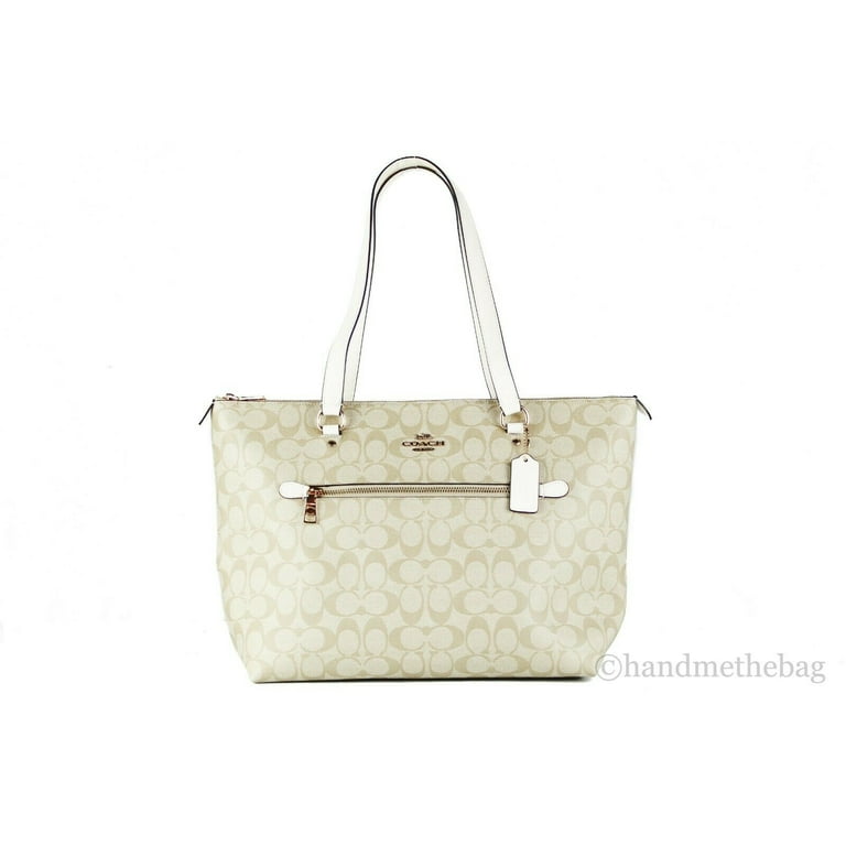Coach F79609 Signature Coated Canvas and Leather Gallery Tote Handbag Khaki Chalk Walmart