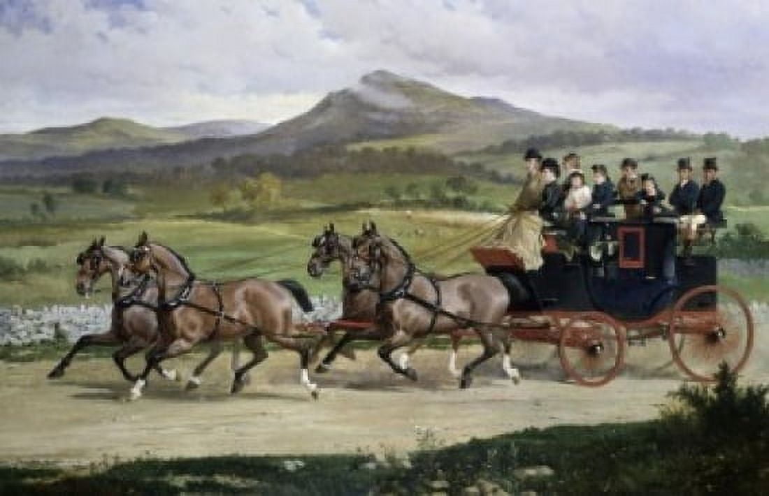 Coach & Four Horses on the Open Road Alfred F de Prades (19th C) Canvas Art - Alfred F de Prades (24 x 36)