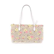 Coach Gallery Tote In Signature Canvas With Floral Cluster Print (Gold/Light Khaki Multi)