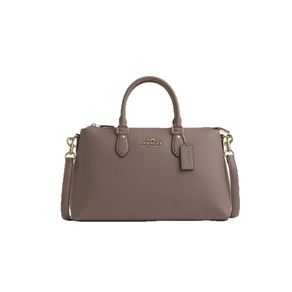Coach, Georgia Satchel Bag, Gray Leather, Handles with 4.25