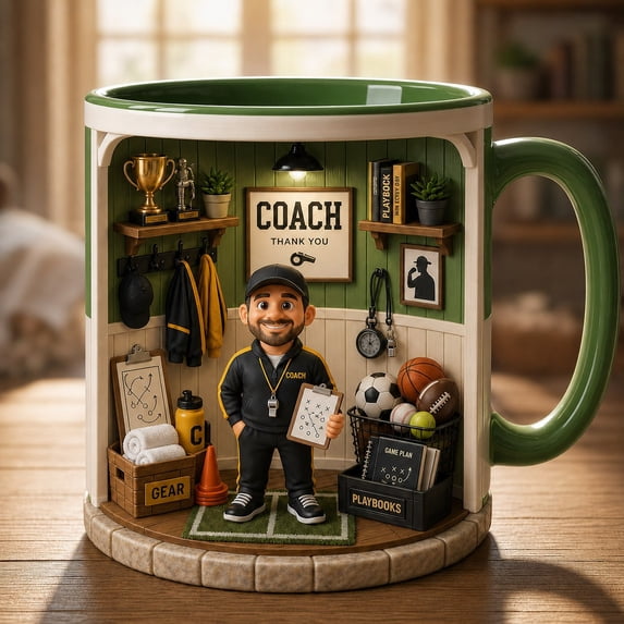 Coach Gift Mug 3D Effect Sports Tools Thank You Cup for Team Coach