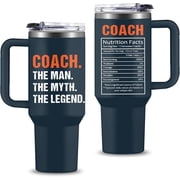 Coach Gifts - 30 Oz Coach Nutriton Facts Tumbler, The Man The Myth The Legend - Christmas Birthday Cheer Coachs Gifts, Soccer Softball Basketball Swim Coachs Appreciation Gift for Him