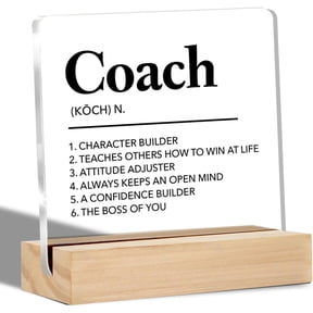 Coach Gifts Coach Definition Clear Desk Decorative Sign Appreciation Coach Gift Acrylic Sign with Stand Table Plaque Sign Keepsake Office Decor 4x4 Inch