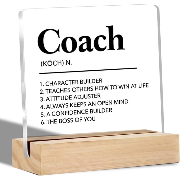 Coach Gifts Coach Definition Clear Desk Decorative Sign Appreciation Coach Gift Acrylic Sign with Stand Table Plaque Sign Keepsake Office Decor 4x4 Inch